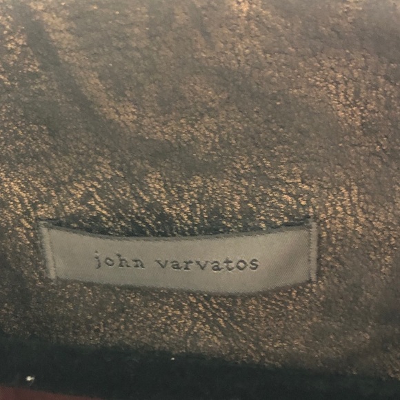 John Varvatos Brown Distressed Leather Bomber Jacket with Vintage Appeal - Picture 2 of 8